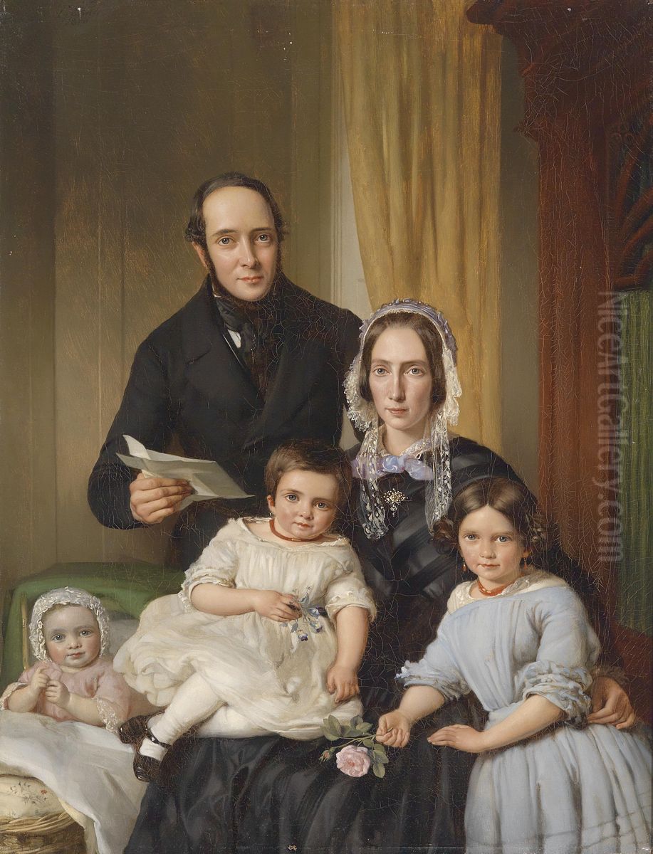 Familieportret van apothekerKipp Oil Painting by Adrianus Johannes Ehnle