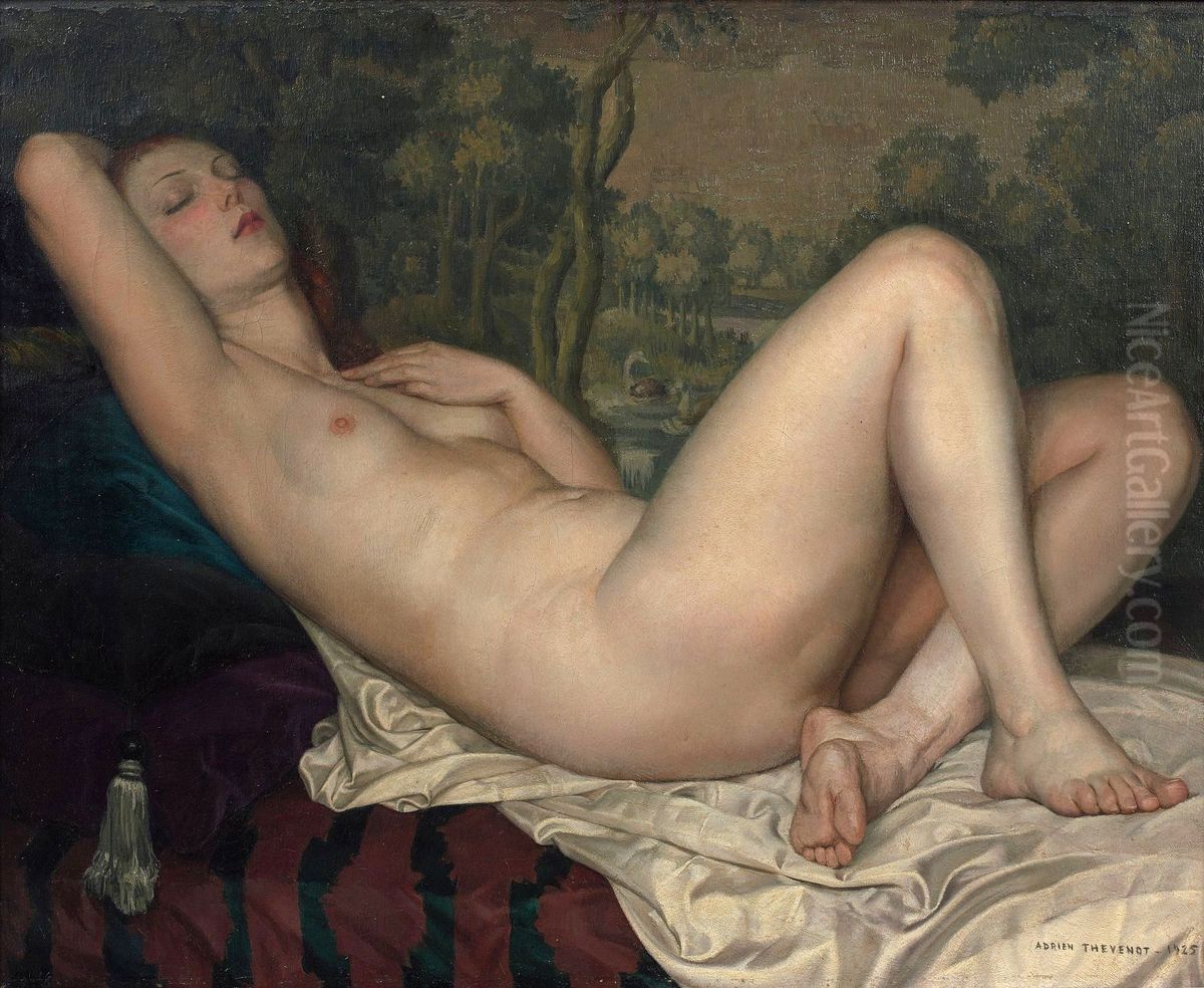 Naked lengthening Oil Painting by Adrien Thevenot