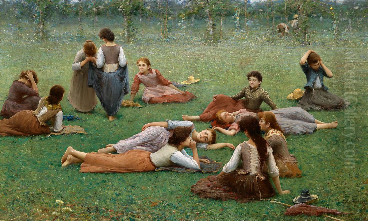 Dopo il gioco Oil Painting by Fausto Zonaro