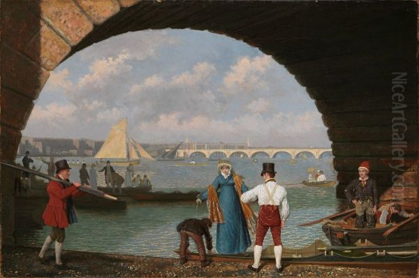 Landing at Westminster Bridge Oil Painting by Jacques-Laurent Agasse