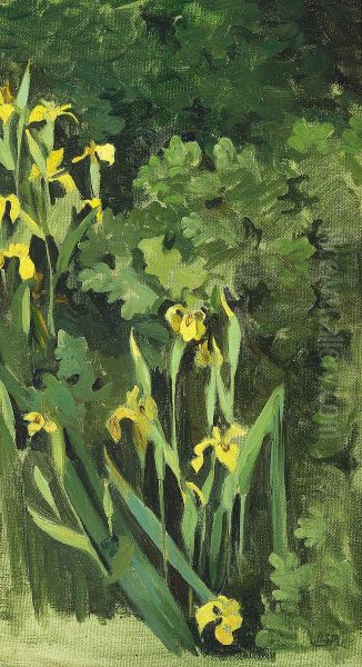Yellow iris. Oil Painting by Agnes Slott-Mrller