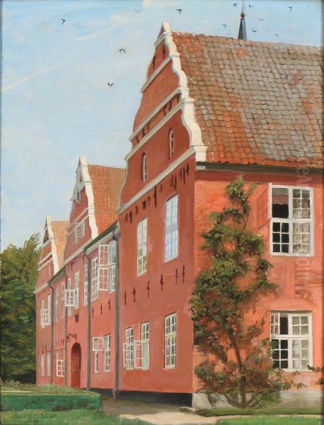 View from Logismose Manor. Oil Painting by Agnes Slott-Mrller