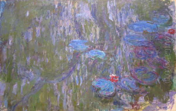 Water Lilies, Reflections of Weeping Willows Oil Painting by Claude Monet