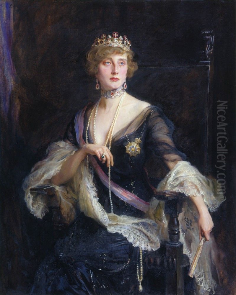 Auguste Viktoria, Konigin von Portugal, im Exil Oil Painting by Philip de Laszlo