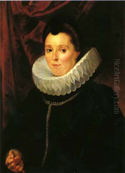 Portrait of Adriana Perez, vrouw van Nikolaas Rockox (1560-1640). Oil Painting by (studio of) Rubens, Peter Paul