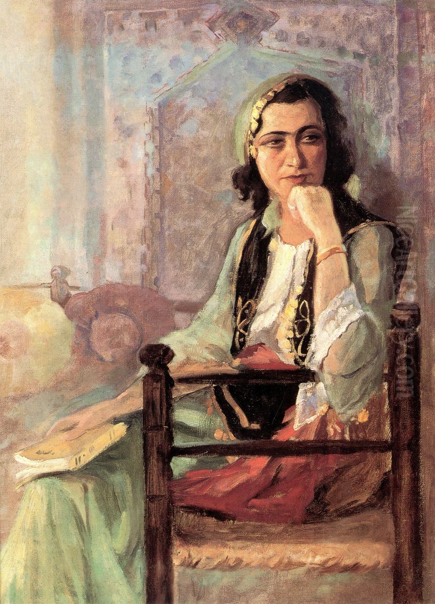 Le Modele. Oil Painting by Moustafa Farroukh