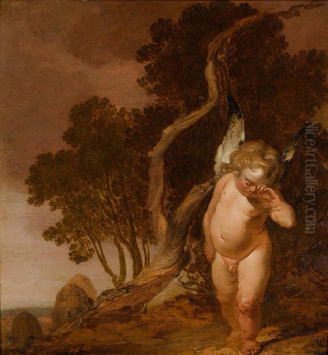 Cupid as honey thief Oil Painting by Pieter Codde