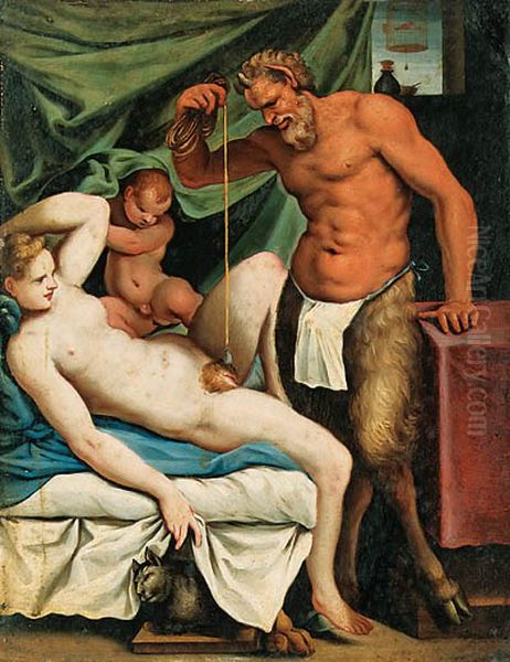 Satyr Mason Oil Painting by Agostino Carracci