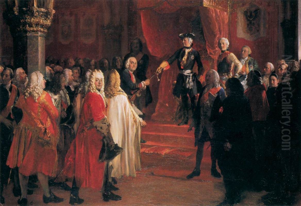 The Allegiance of the Silesian Diet before Frederick II inBreslau Oil Painting by Adolph von Menzel