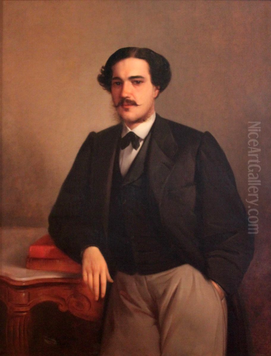 Portrait of Luis Antonio Alves de Carvalho Oil Painting by Agostinho Jose da Mota