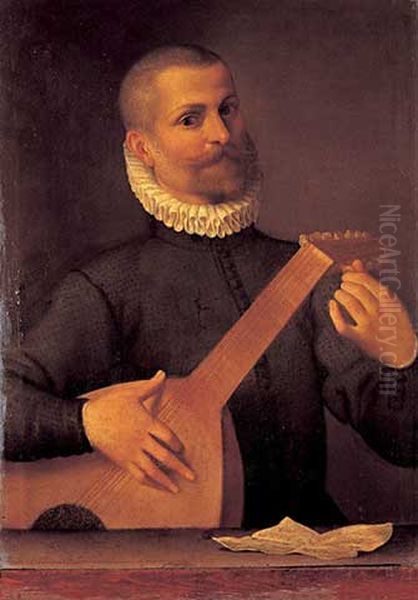 Portrait of a Lutenist Oil Painting by Agostino Carracci