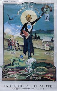 Poster critical of the ban on absinthe in Switzerland