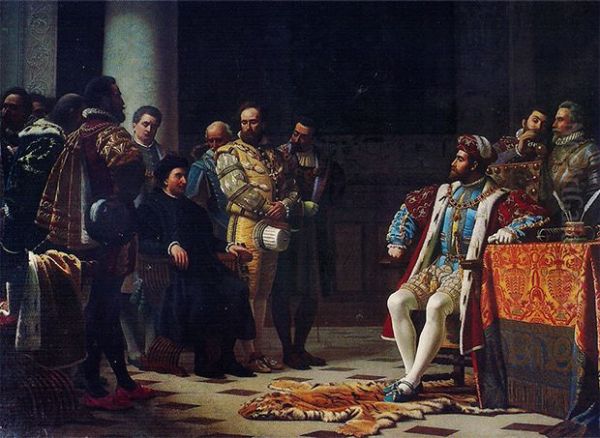 Agostino Nifo alla Corte di Carlo V Oil Painting by Luigi Toro
