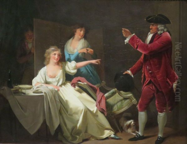 Interrupted Supper Oil Painting by Louis-Leopold Boilly