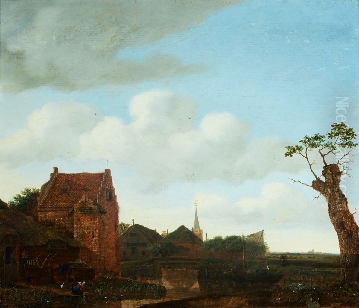 Village landscape Oil Painting by Emanuel Murant