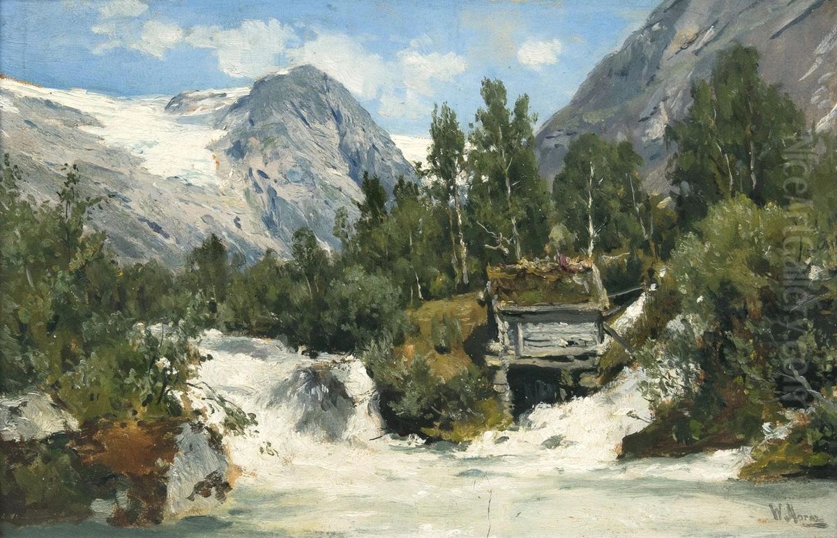 Im Hardangerfjord Oil Painting by Walter Moras Im Hardangerfjord Oil Painting by Walter Moras