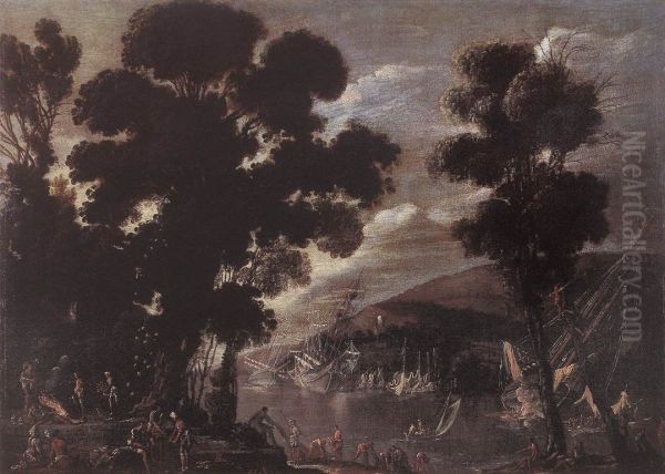 The Coral Fishers Oil Painting by Agostino Tassi