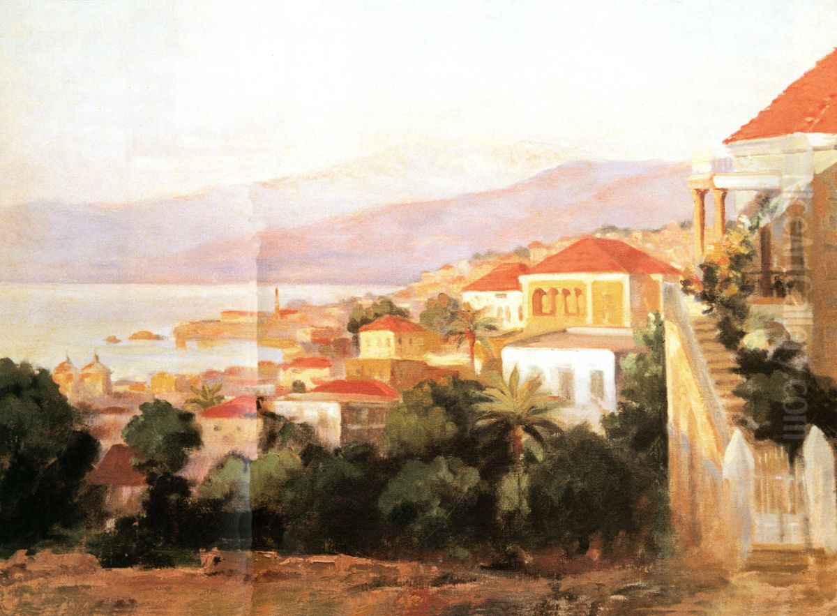 Vue De Beyrouth. Oil Painting by Moustafa Farroukh