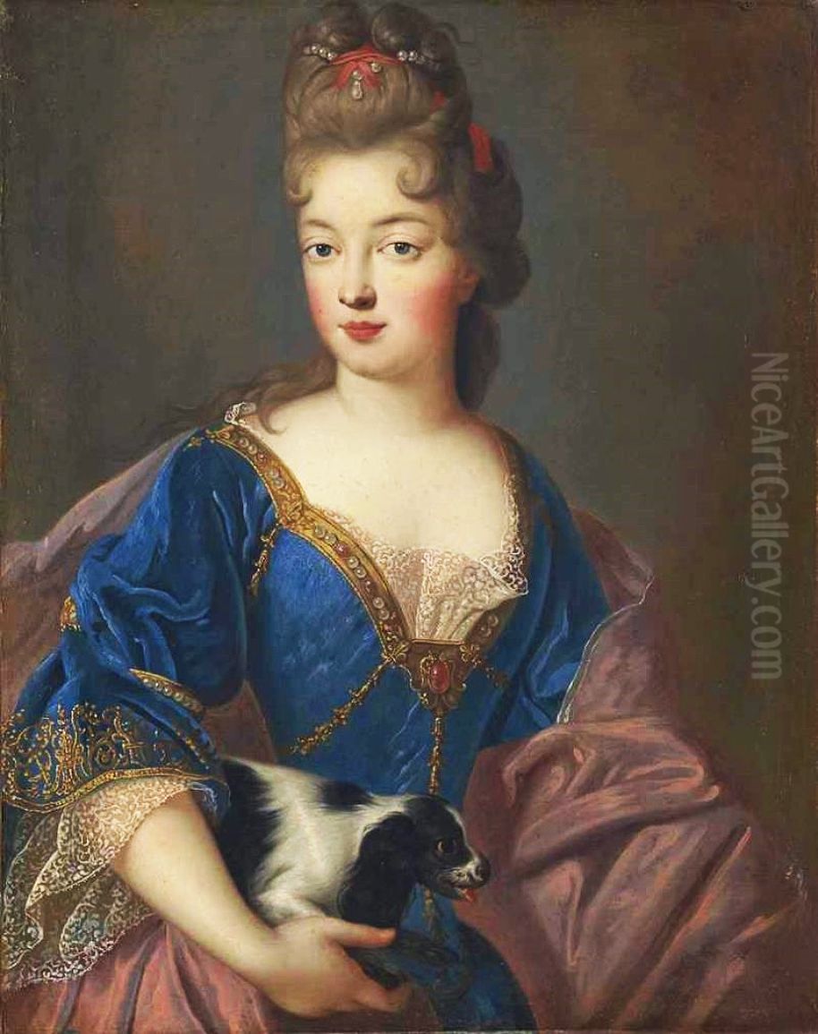 Portrait of a Lady with a Dog Oil Painting by Jean-Francois de Troy