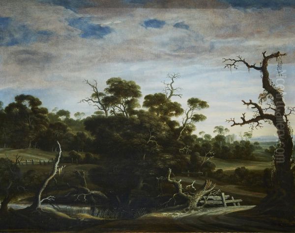 Hilly landscape with trees Oil Painting by Joachim Govertsz. Camphuysen