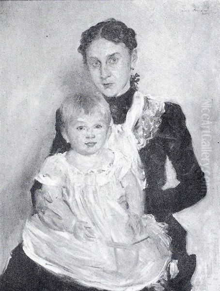 Portrat Frau Roll mit ihrem Sohn Walter Oil Painting by Lovis Corinth