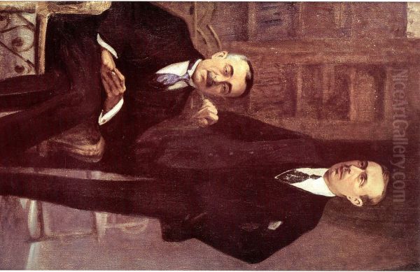 Portraits of Rachid and Ahmad Mukhtar Beyhum. Oil Painting by Moustafa Farroukh