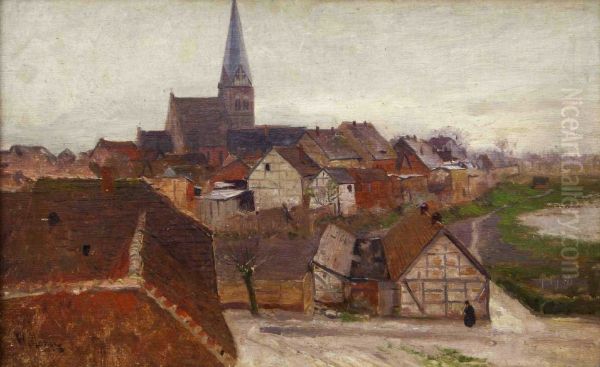 View of a town in Mecklenburg Oil Painting by Walter Moras