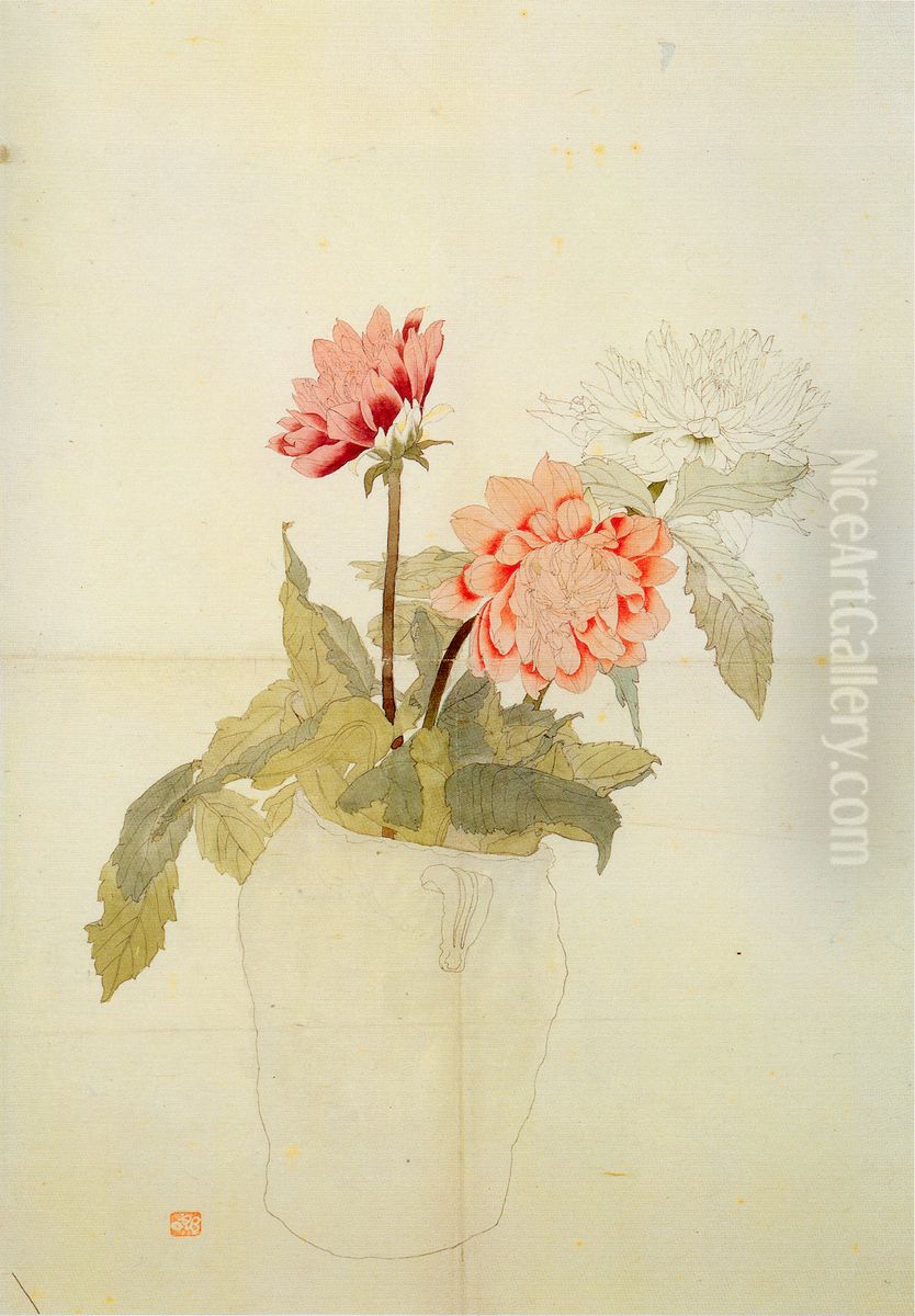 Flowers in Pot Oil Painting by Aimitsu