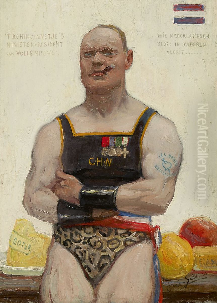 Satirical portrait of Maurits van Vollenhoven Oil Painting by Aime Stevens