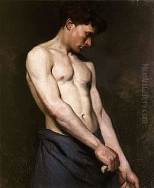eune homme torse nu Oil Painting by Albert Edelfelt