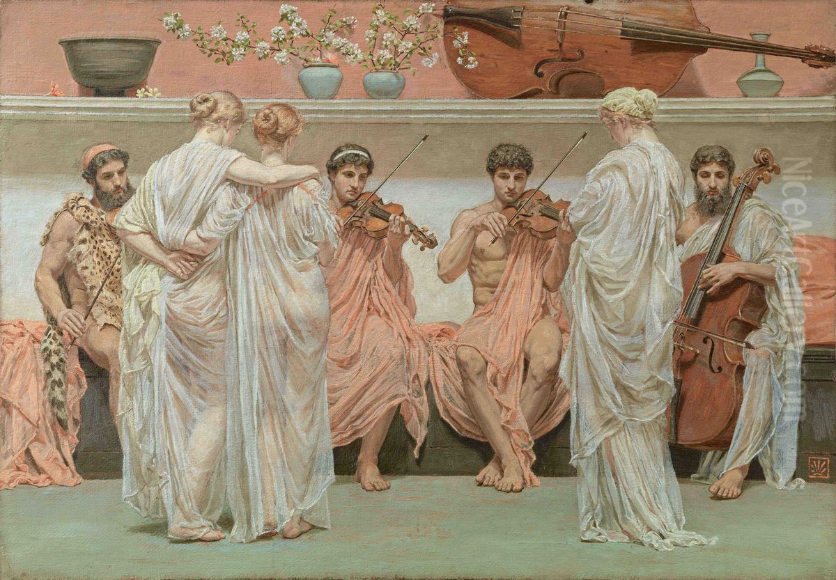 The Quartet, a Painters Tribute to Music Oil Painting by Albert Joseph Moore