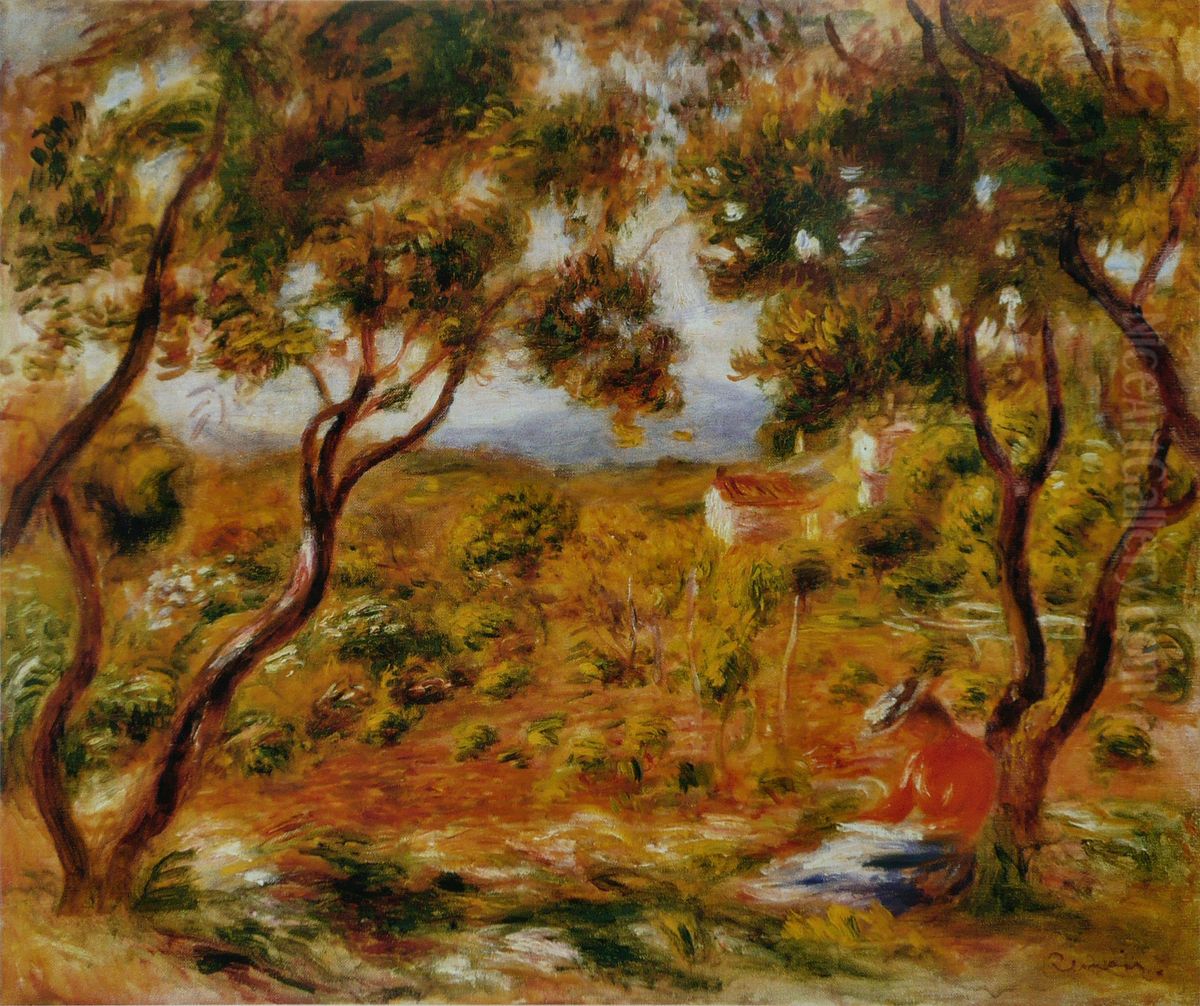 Les Vignes a Cagnes Oil Painting by Pierre Auguste Renoir