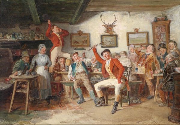 Parforcejager in einer Wirtshausgesellschaft Oil Painting by Albert Muller-Lingke