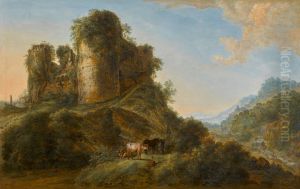 A landscape with the ruins of cesar castle at Vaulx-lez-Tournai