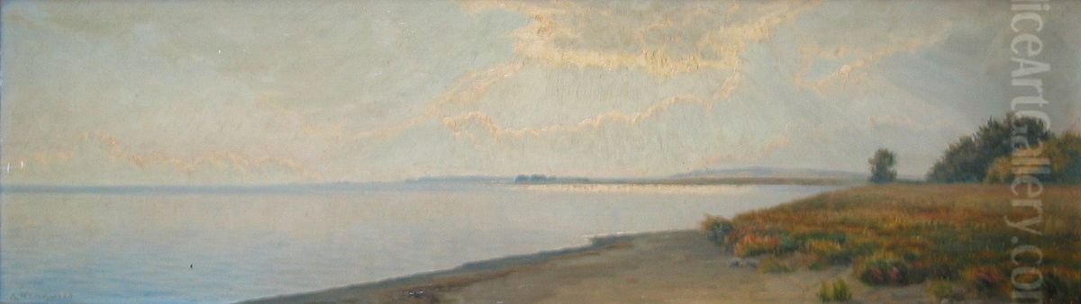 A sunlit inlet. Oil Painting by Albert Wang