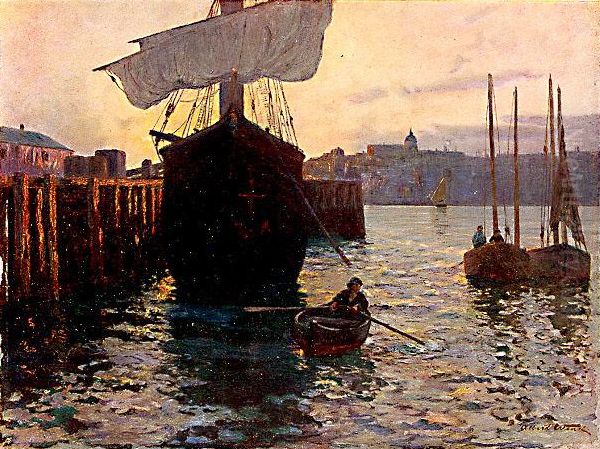Im Hafen von Jersey Oil Painting by Albert Wenk