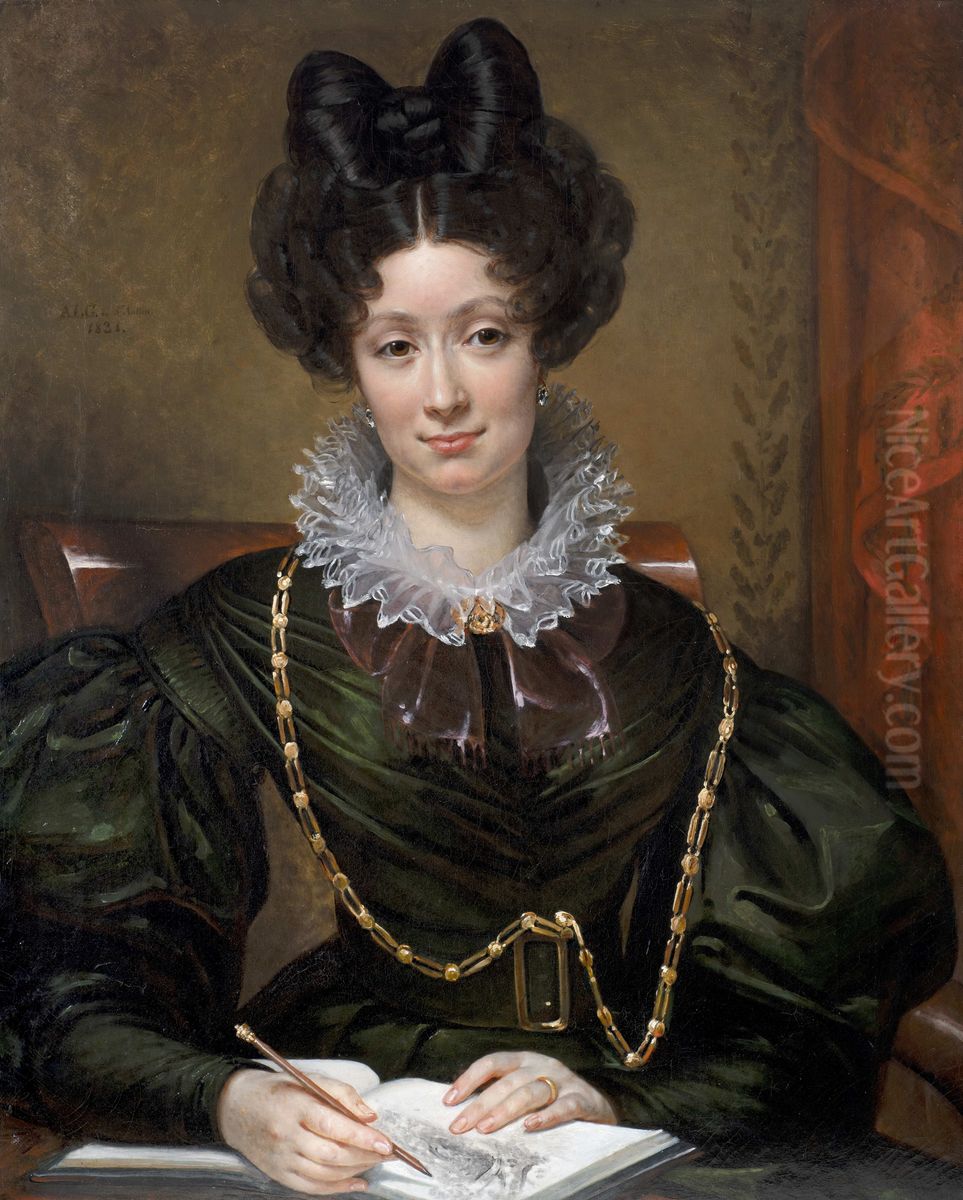 Portrait of a Young Artist Oil Painting by Amelie Legrand de Saint-Aubin