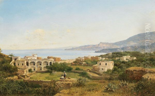 Scene on Ischia Oil Painting by Albert Zimmermann
