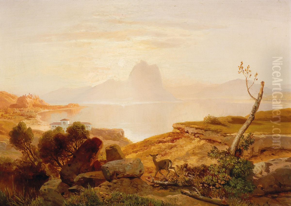 Partie am Como See Oil Painting by Albert Zimmermann