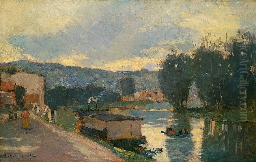 View of the Seine at Bas-Meudon (Vue de la Seine au Bas-Meudon) Oil Painting by Albert Lebourg