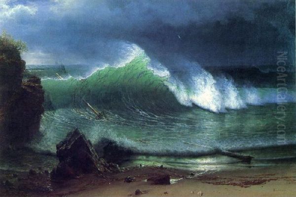 The Shore of the Turquoise Sea (Emerald Sea) Oil Painting by Albert Bierstadt