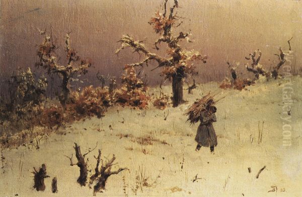 Soldat s vazankoj drov Oil Painting by Vasily Polenov