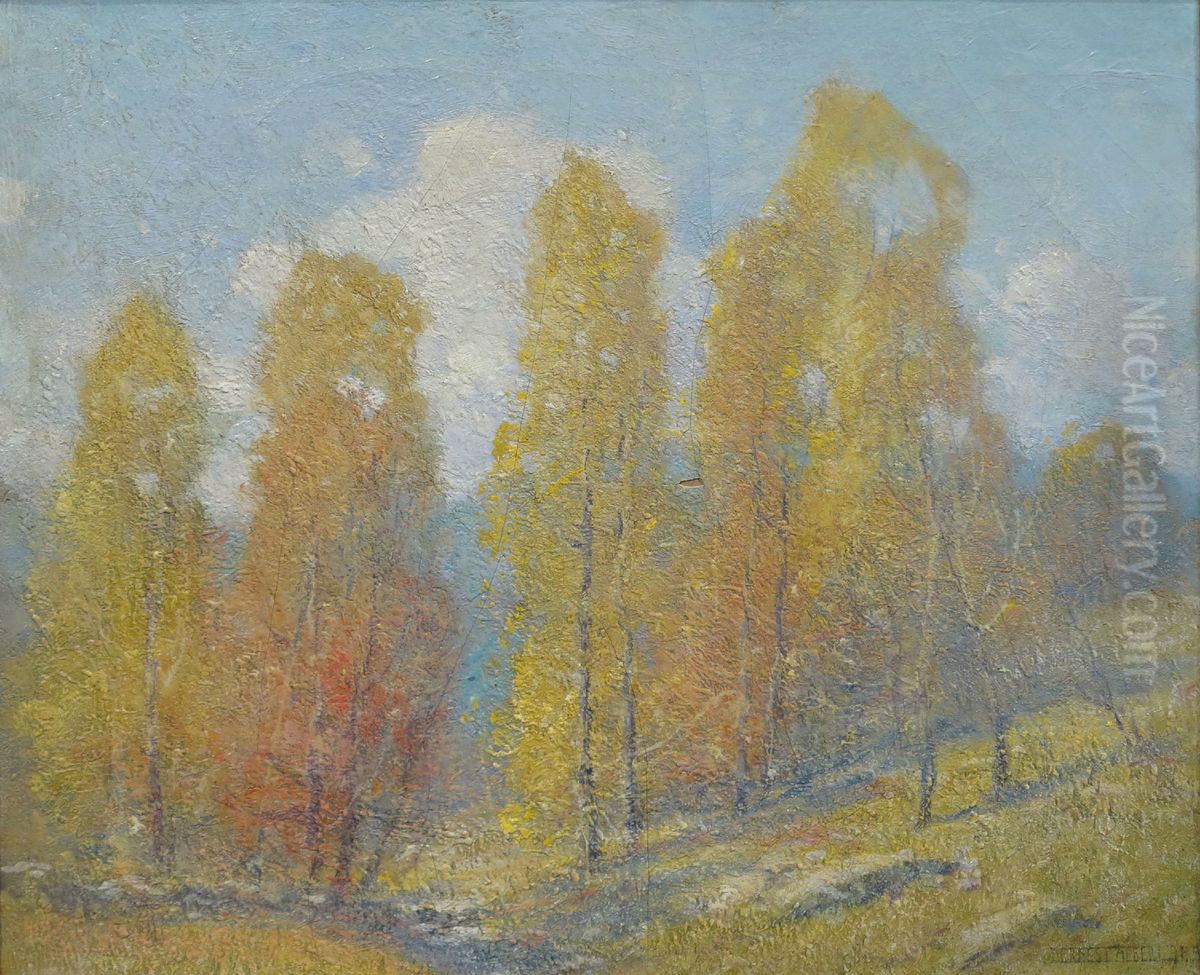 Tall Trees in Autumn Oil Painting by Ernest Albert
