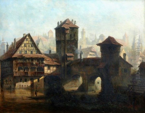 Henkersteg in Nurnberg Oil Painting by Albin Mattenheimer
