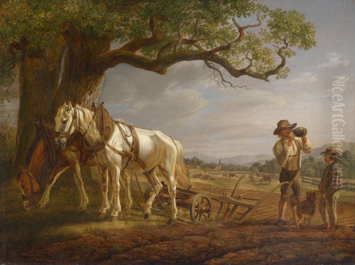 Peasants Resting in the Field Oil Painting by Albrecht Adam