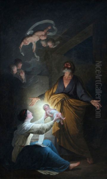 La Sainte Famille ou la Nativite Oil Painting by Joseph-Benoit Suvee