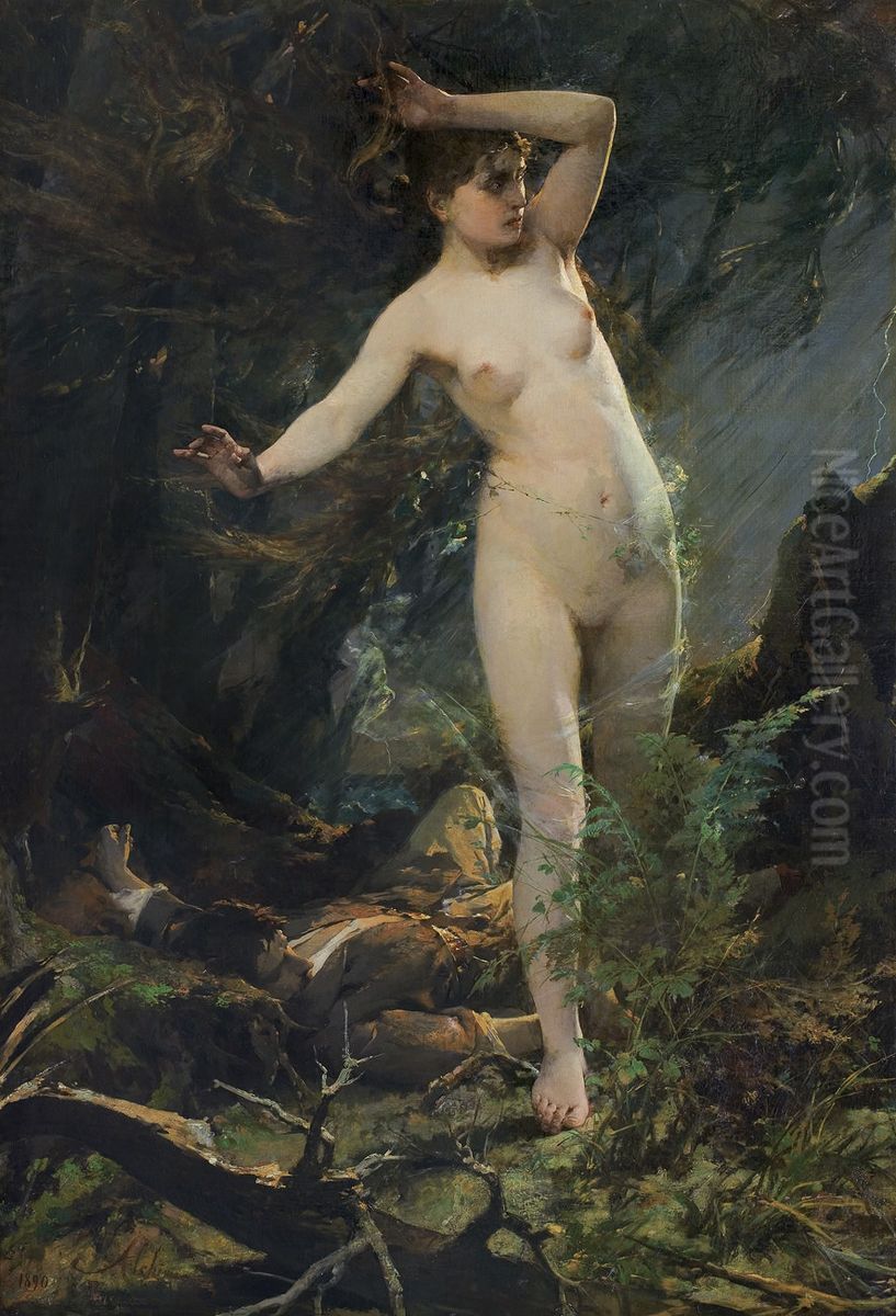 Milda, Goddess of love (Lithuanian Venus) Oil Painting by Kazimierz Alchimowicz