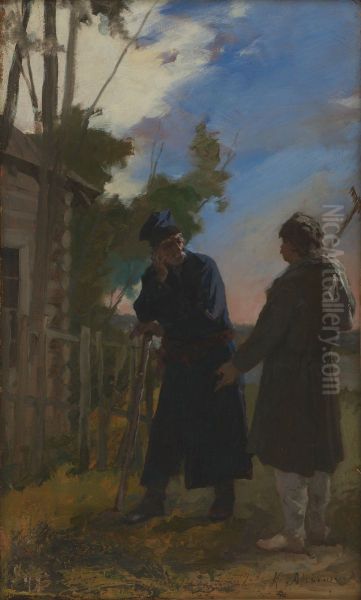 The Nobleman and the Peasant Oil Painting by Kazimierz Alchimowicz