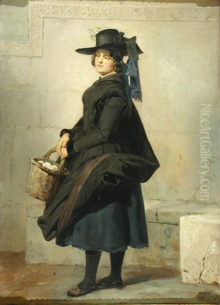 Aldeana del valle de Ambles o Mujer de la provincia de Avila Oil Painting by Valeriano Becquer