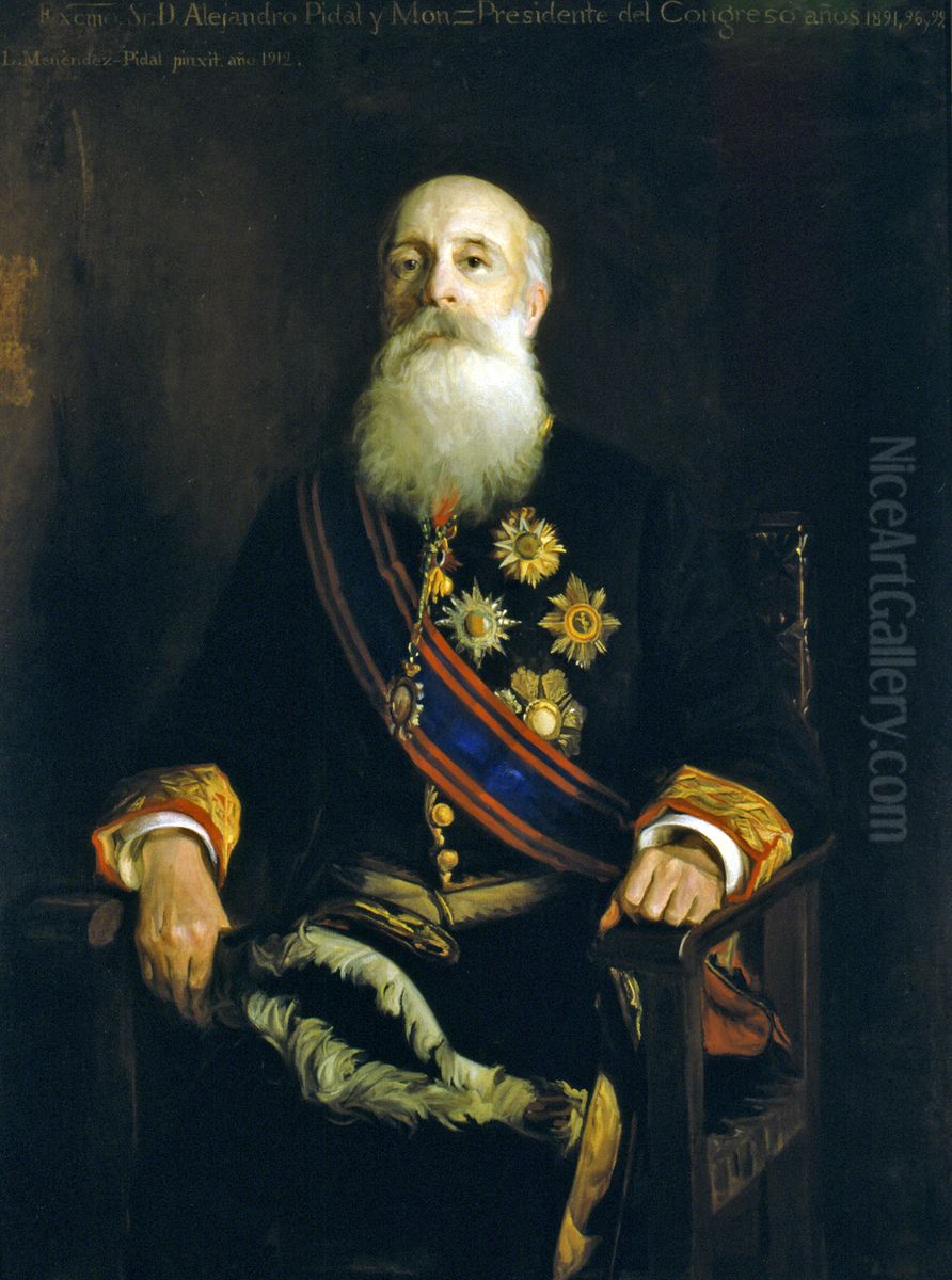 Alejandro Pidal y Mon Oil Painting by Luis Menendez Pidal